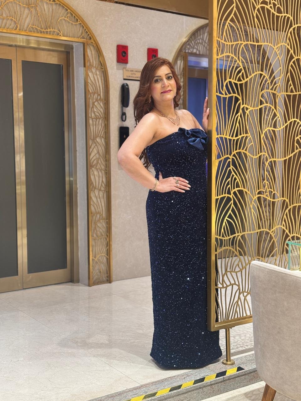Jaspreet Kathuria — Navy Blue Sequined Luxe Evening Gown